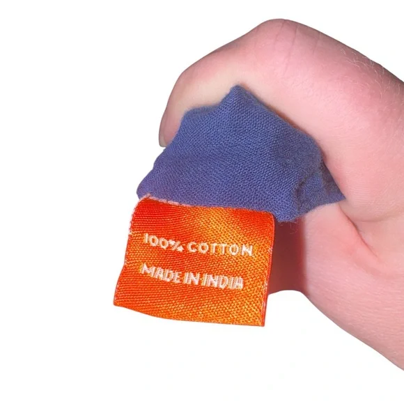 Oliphant Sleeveless navy and gold cotton tassel dress size small - Picture 4 of 4